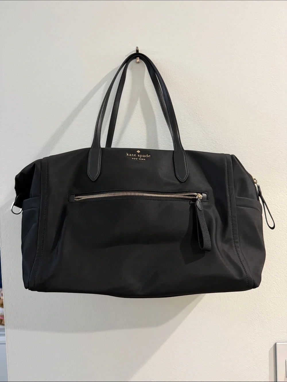 kate spade Black Nylon Duffel Bag with Gold Hardware